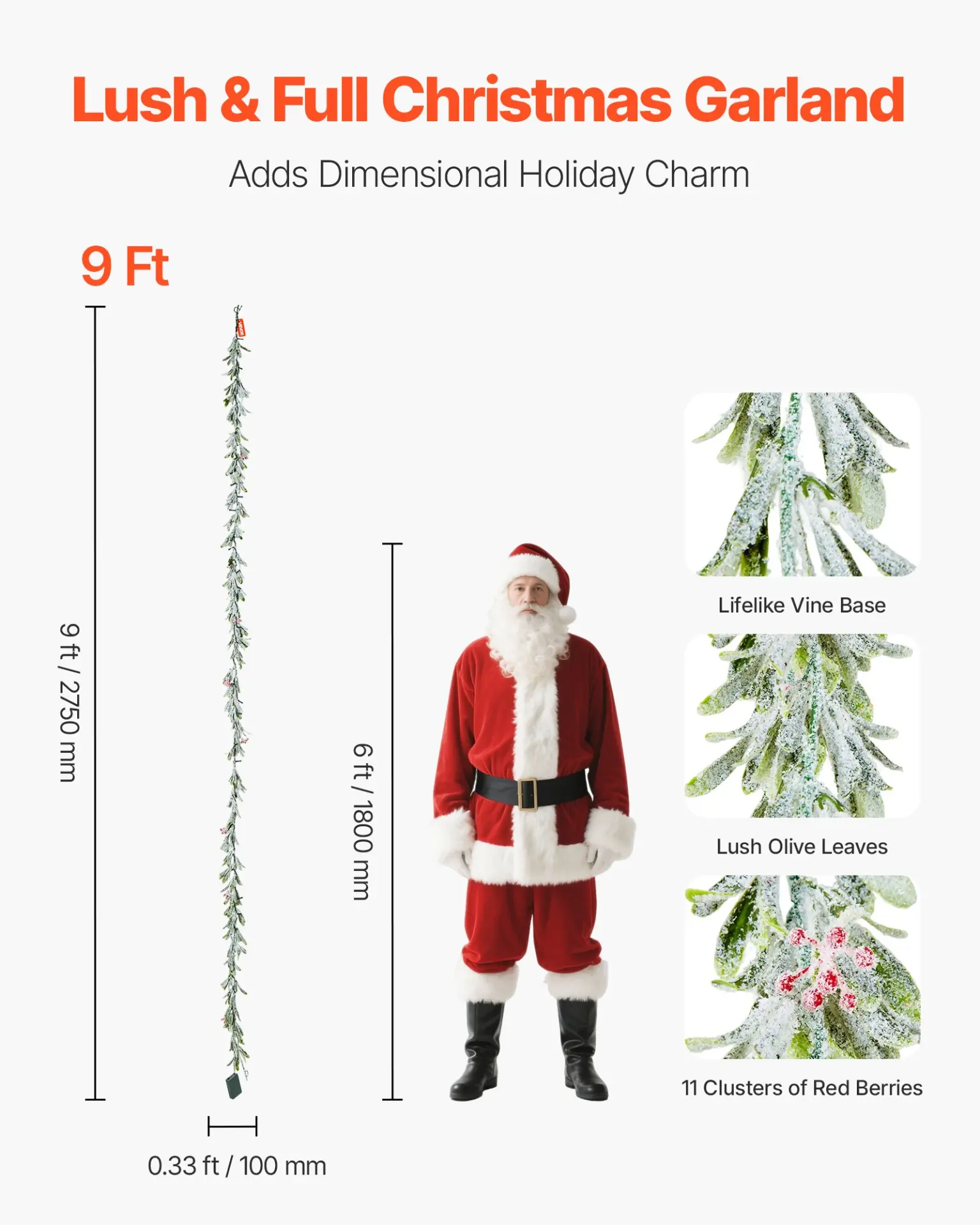 Olive & Berry Garland, 9ft