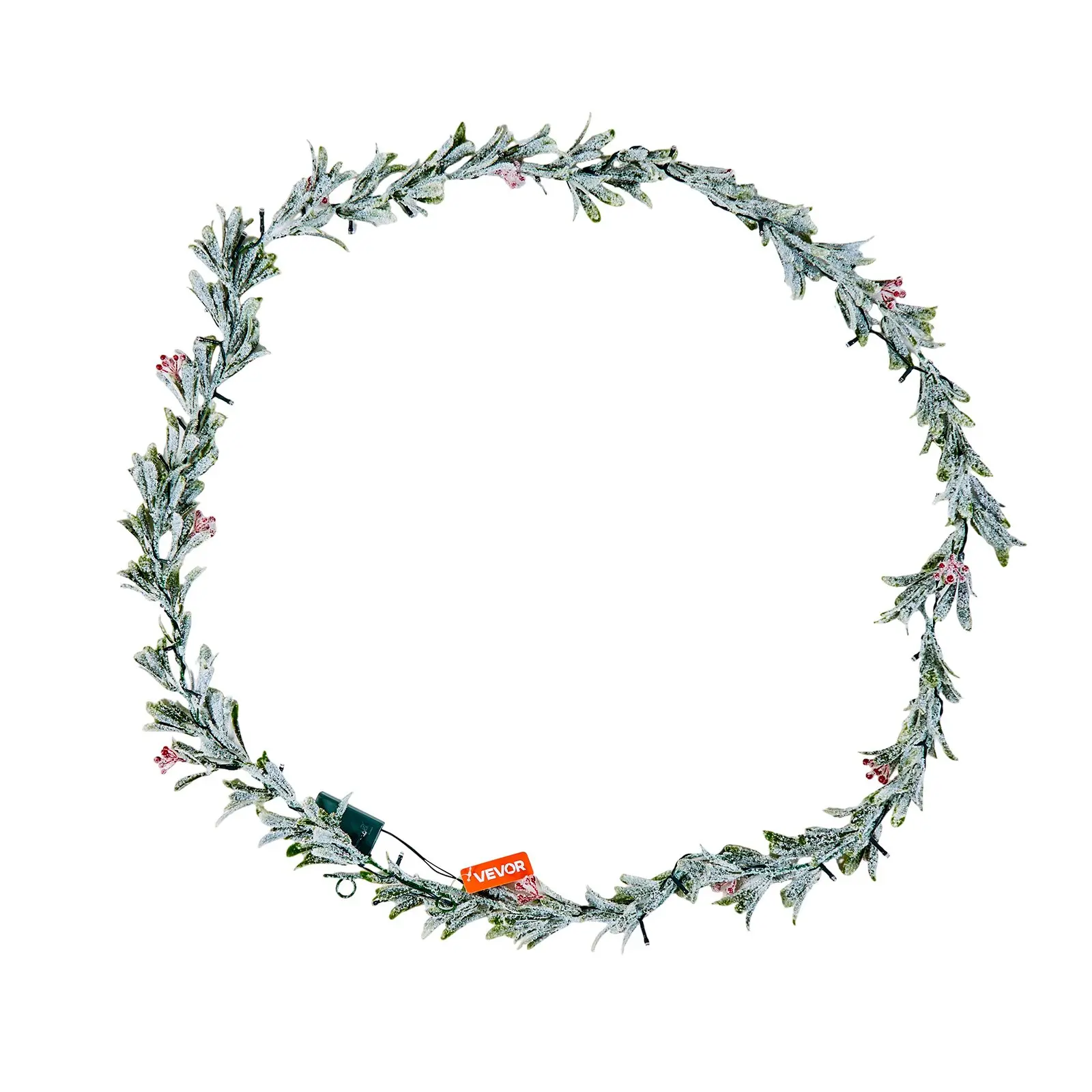 VEVOR Christmas Garland, 9-FT Realistic Greenery Decorated with Vines, Olive Leaves, and Berries, Evergreen Faux Garlands with Light String for Indoor Outdoor Xmas Decoration on Mantel Fireplace - Image 8