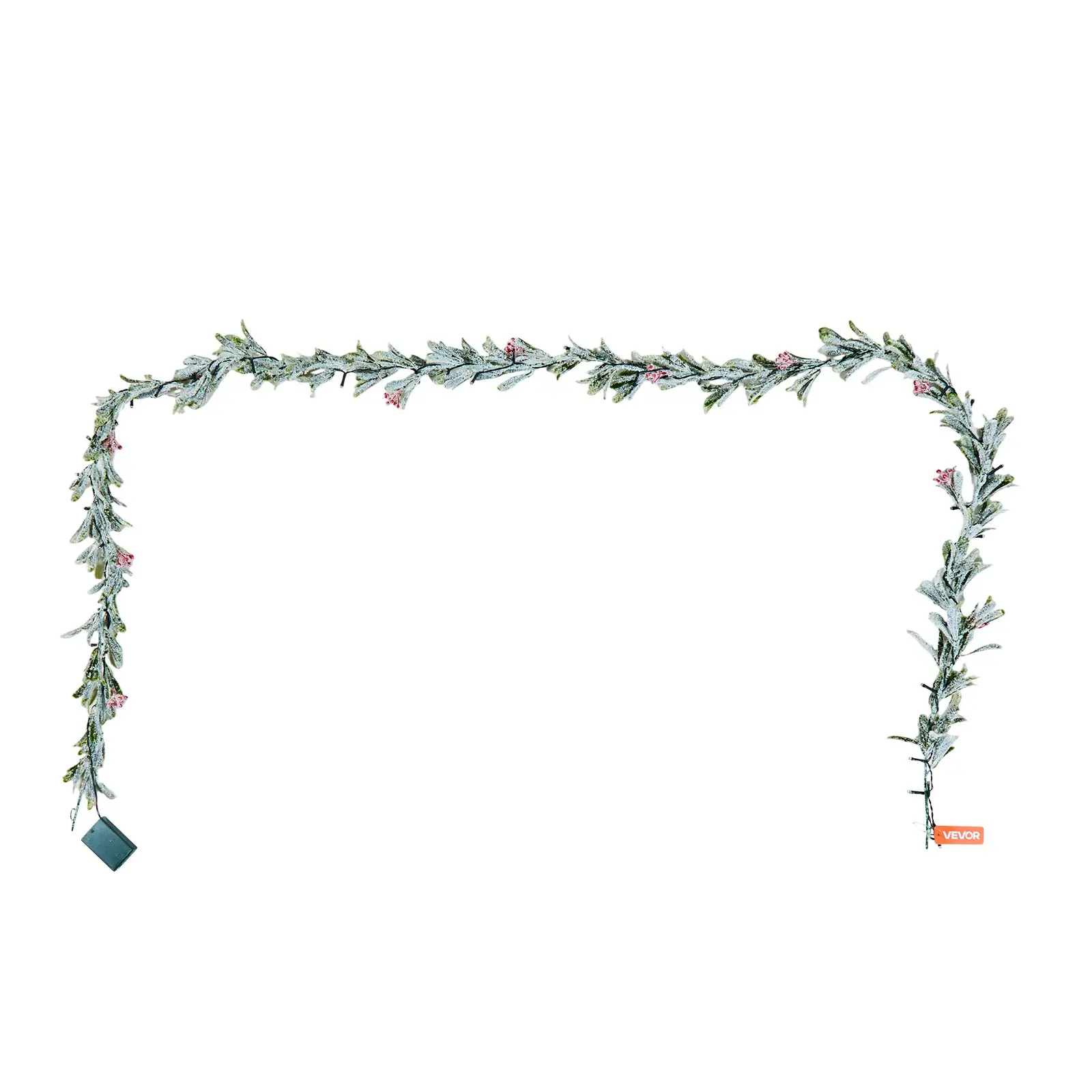VEVOR Christmas Garland, 9-FT Realistic Greenery Decorated with Vines, Olive Leaves, and Berries, Evergreen Faux Garlands with Light String for Indoor Outdoor Xmas Decoration on Mantel Fireplace - Image 10