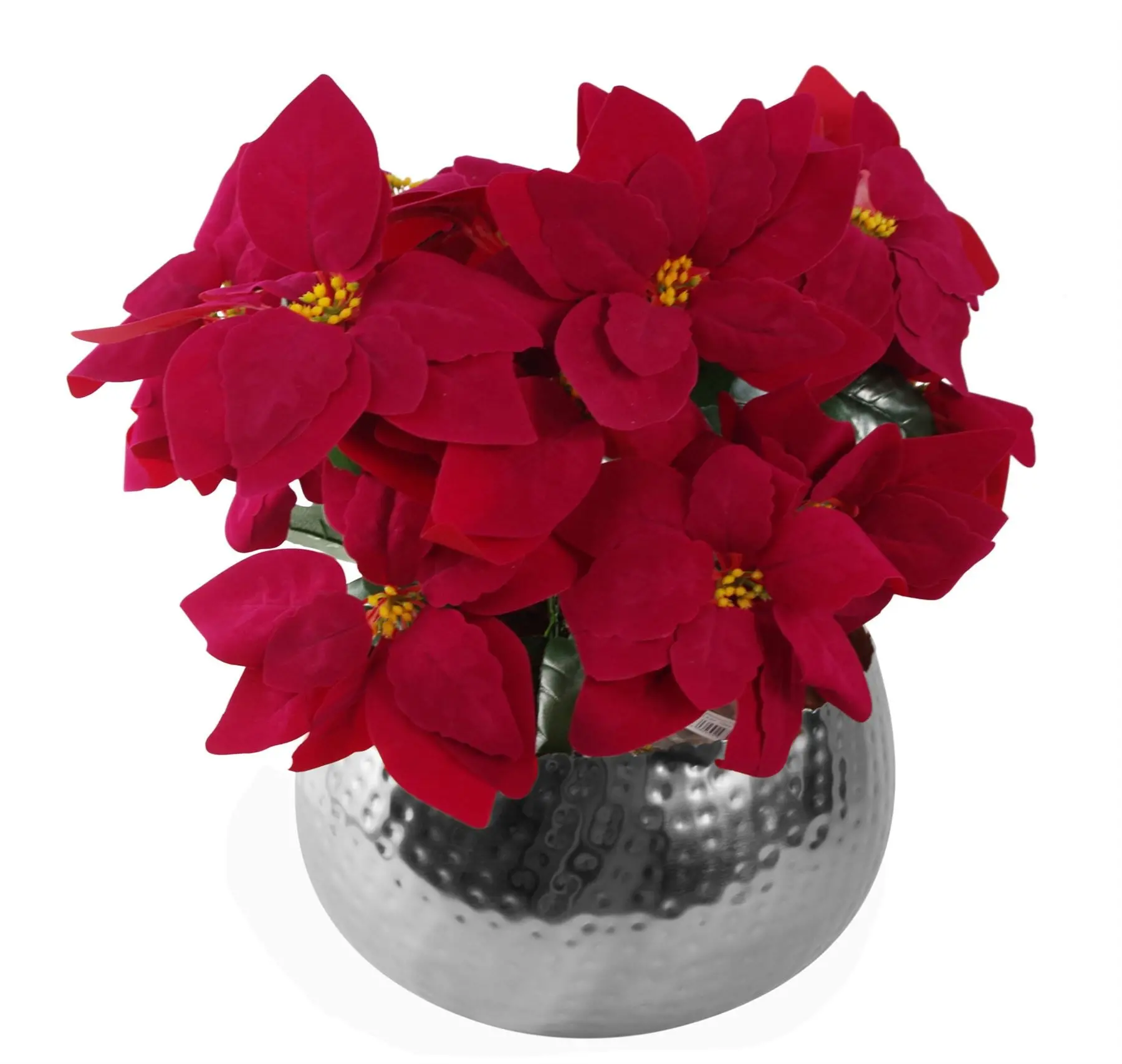 Poinsettias in Silver Planter