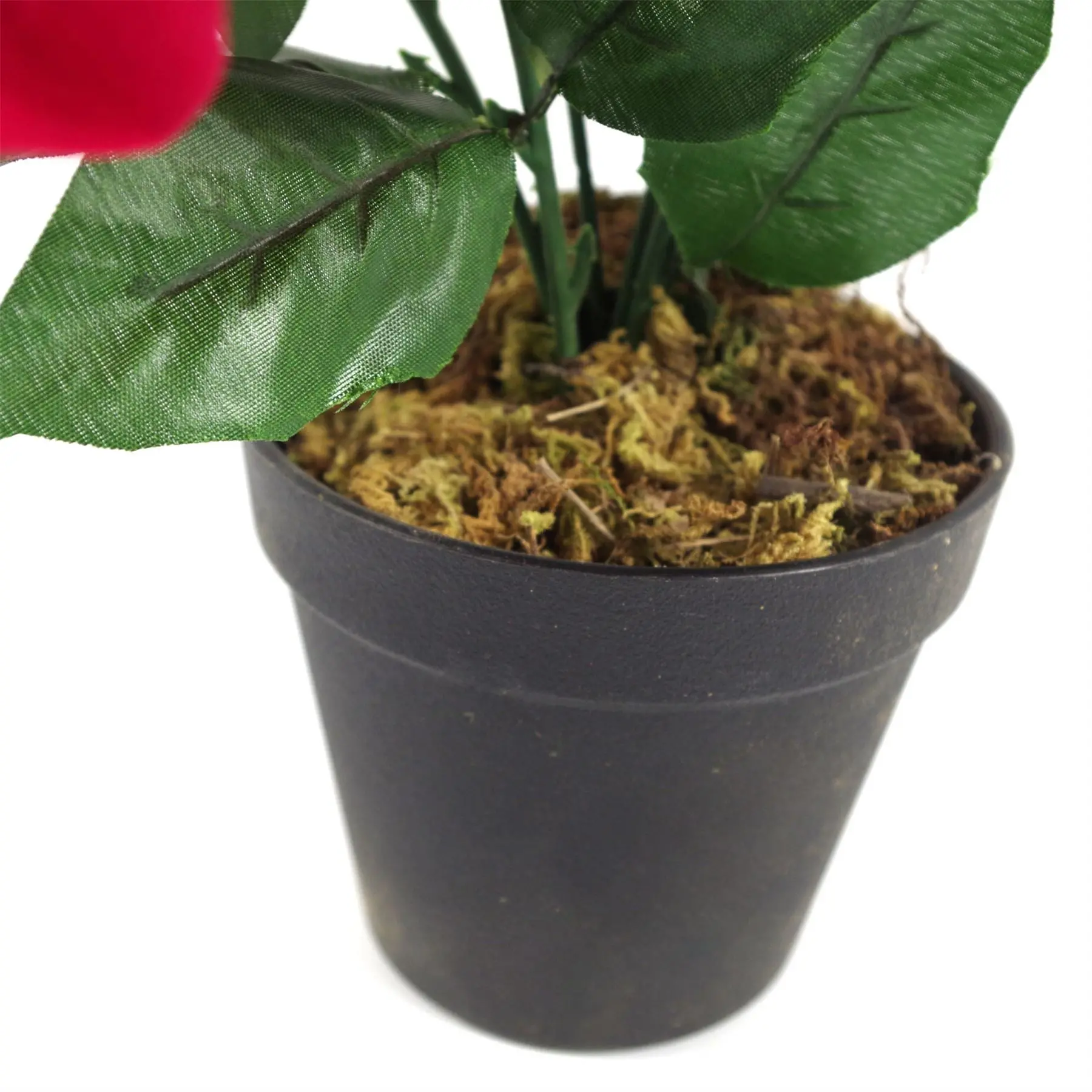 Christmas Poinsettias Artificial Silver Metal Planter - Image 6