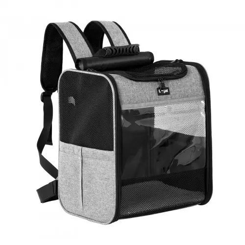 PTD2640 - Dogat Foldable And Durable Pet Backpack Carrier Travel Bag for Cats and Small Dogs - Grey - Image 2