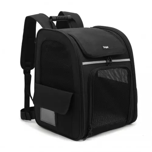 PTD2441 - Dogat Expandable And Foldable Pet Backpack Carrier with Ventilated Mesh Windows Comfortable & Secure Design - Black - Image 2