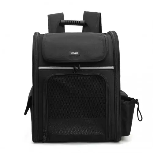 PTD2441 - Dogat Expandable And Foldable Pet Backpack Carrier with Ventilated Mesh Windows Comfortable & Secure Design - Black - Image 3