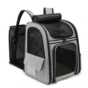 PTD2441 - Dogat Expandable And Foldable Pet Backpack Carrier with Ventilated Mesh Windows Comfortable & Secure Design - Grey