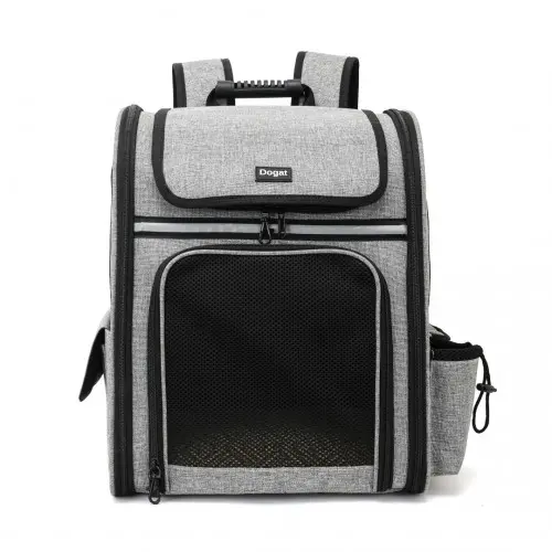 Backpack pet carrier showing mesh windows
