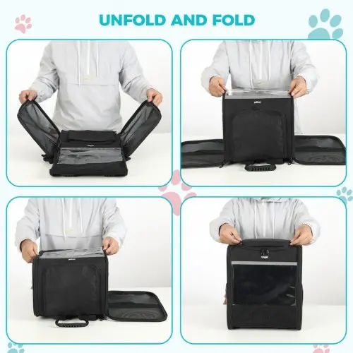 PTD2440 - Dogat Foldable And Durable Pet Backpack Carrier Travel Bag for Cats and Small Dogs - Black - Image 11