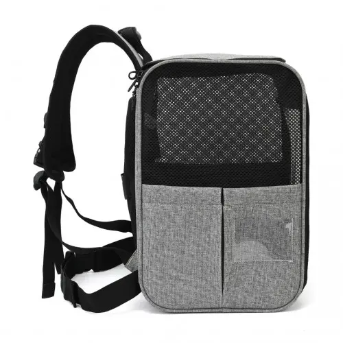 PTD2440 - Dogat Foldable And Durable Pet Backpack Carrier Travel Bag for Cats and Small Dogs - Grey - Image 3