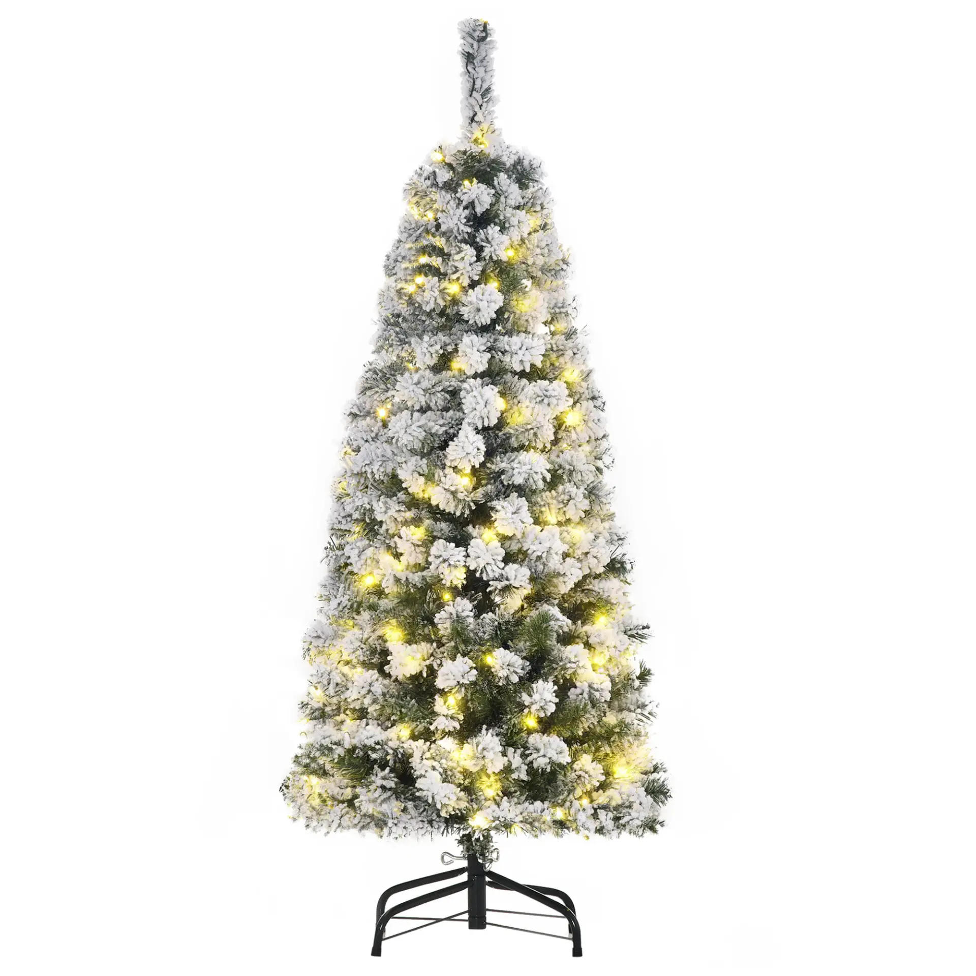 HOMCOM 4FT Prelit Artificial Snow Flocked Christmas Tree with Warm White LED Light, Holiday Home Xmas Decoration, Green White - Image 9