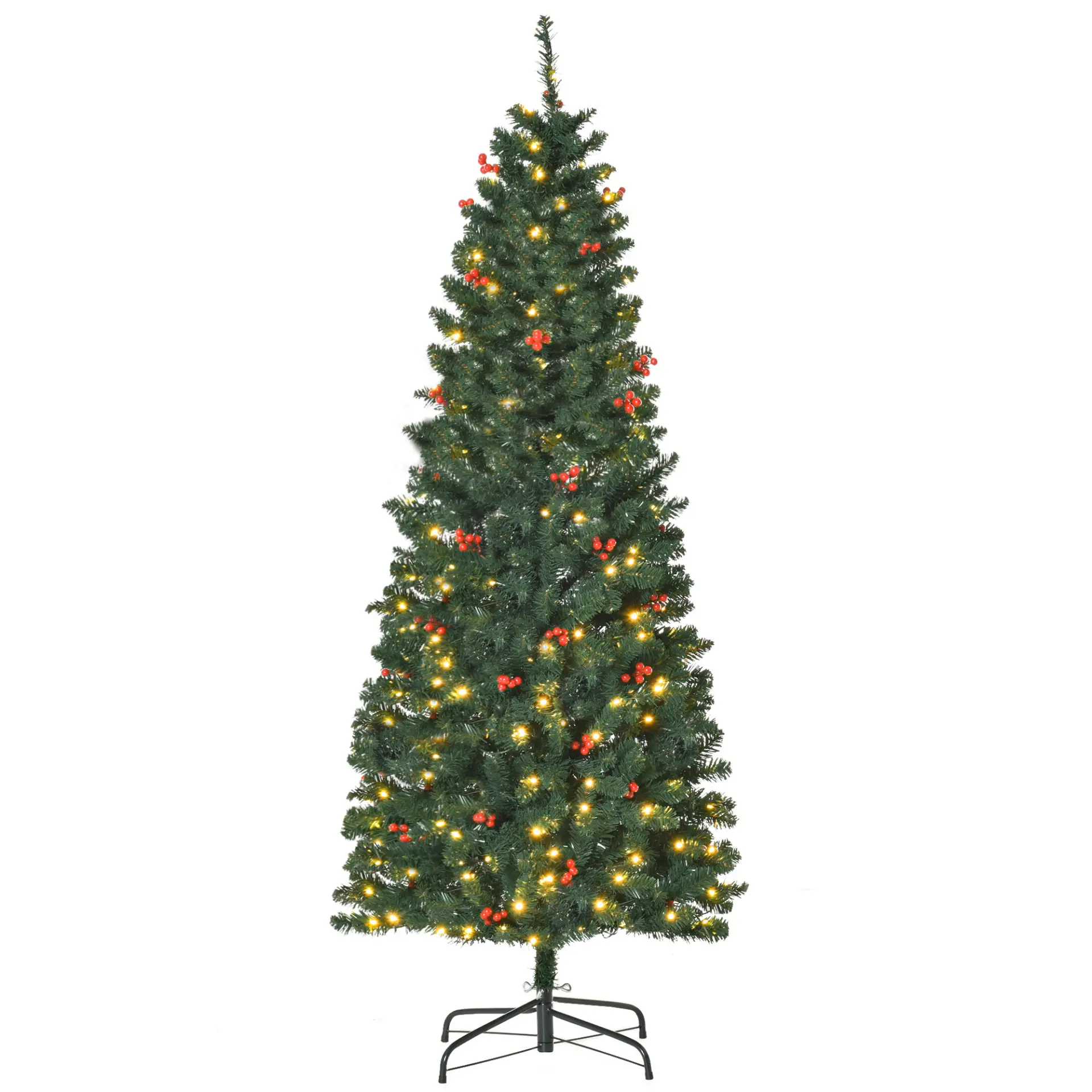 Pre-lit Pencil Tree with Berries, 6ft