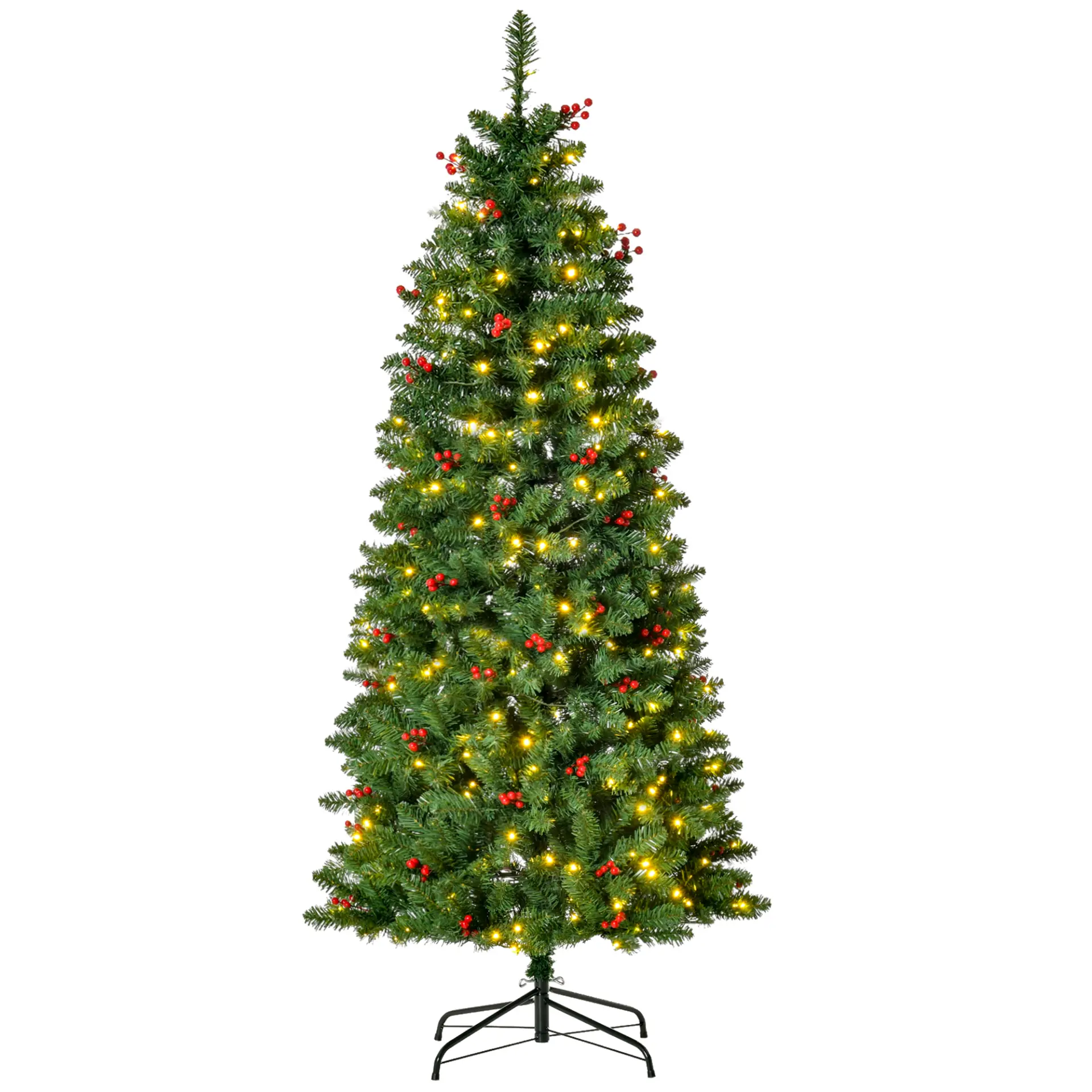 Pre-lit Pencil Tree with Berries, 5ft