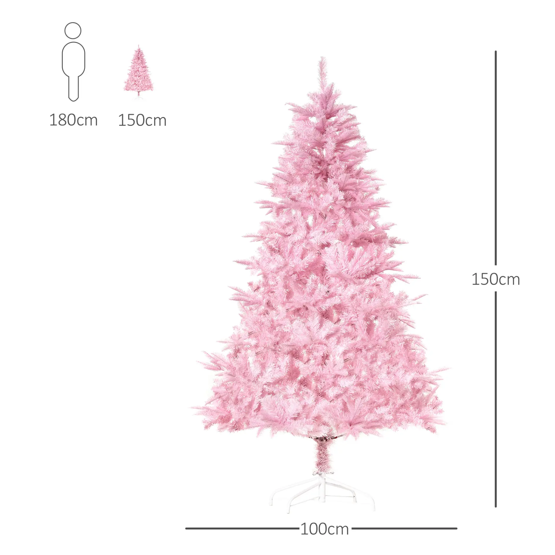 HOMCOM 5FT Artificial Christmas Tree Holiday Xmas Holiday Tree Decoration with Automatic Open for Home Party, Pink - Image 3