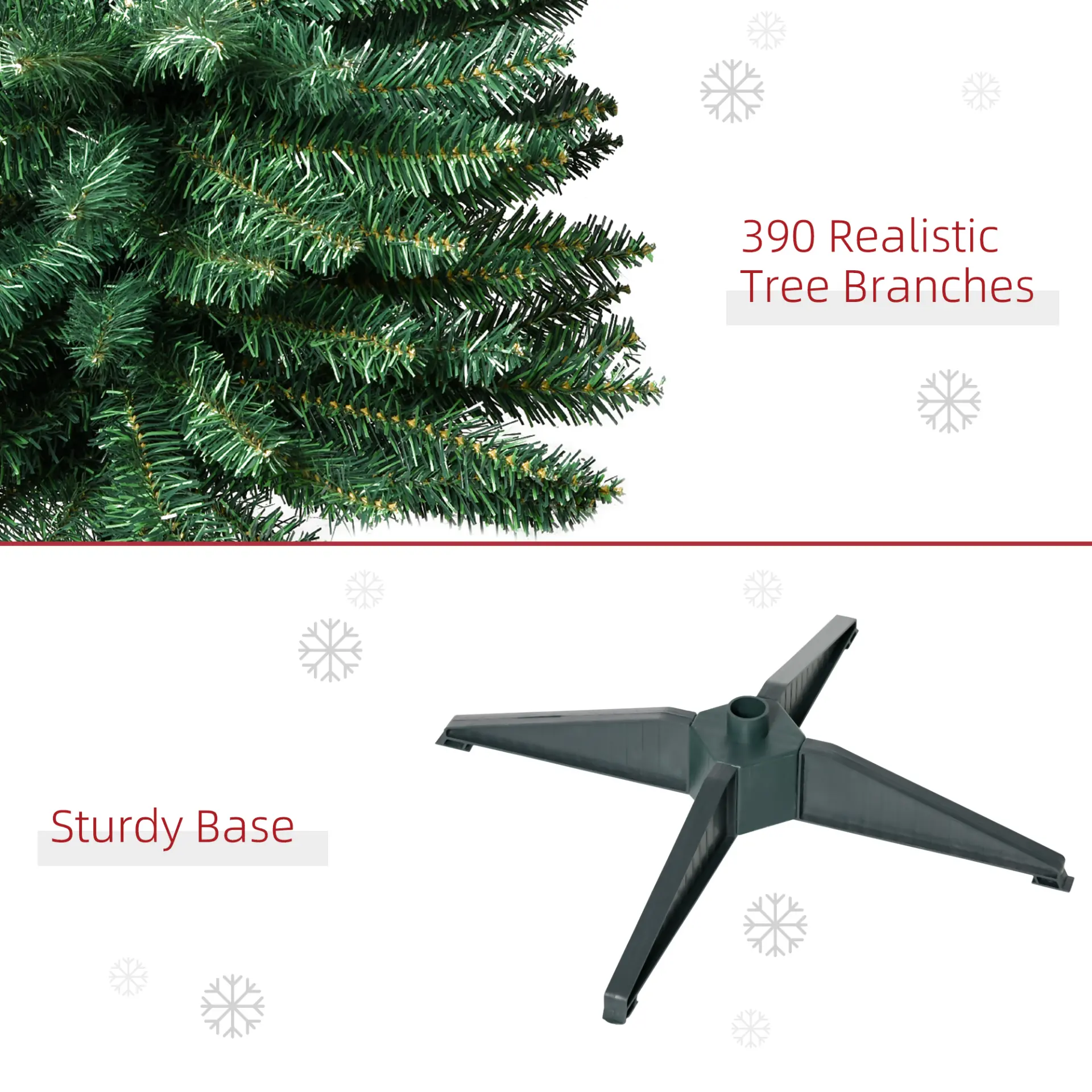 HOMCOM 6ft Unlit Artificial Christmas Tree, Pencil Slim Xmas Tree with Solid Stand and Realistic Branches, Green - Image 6