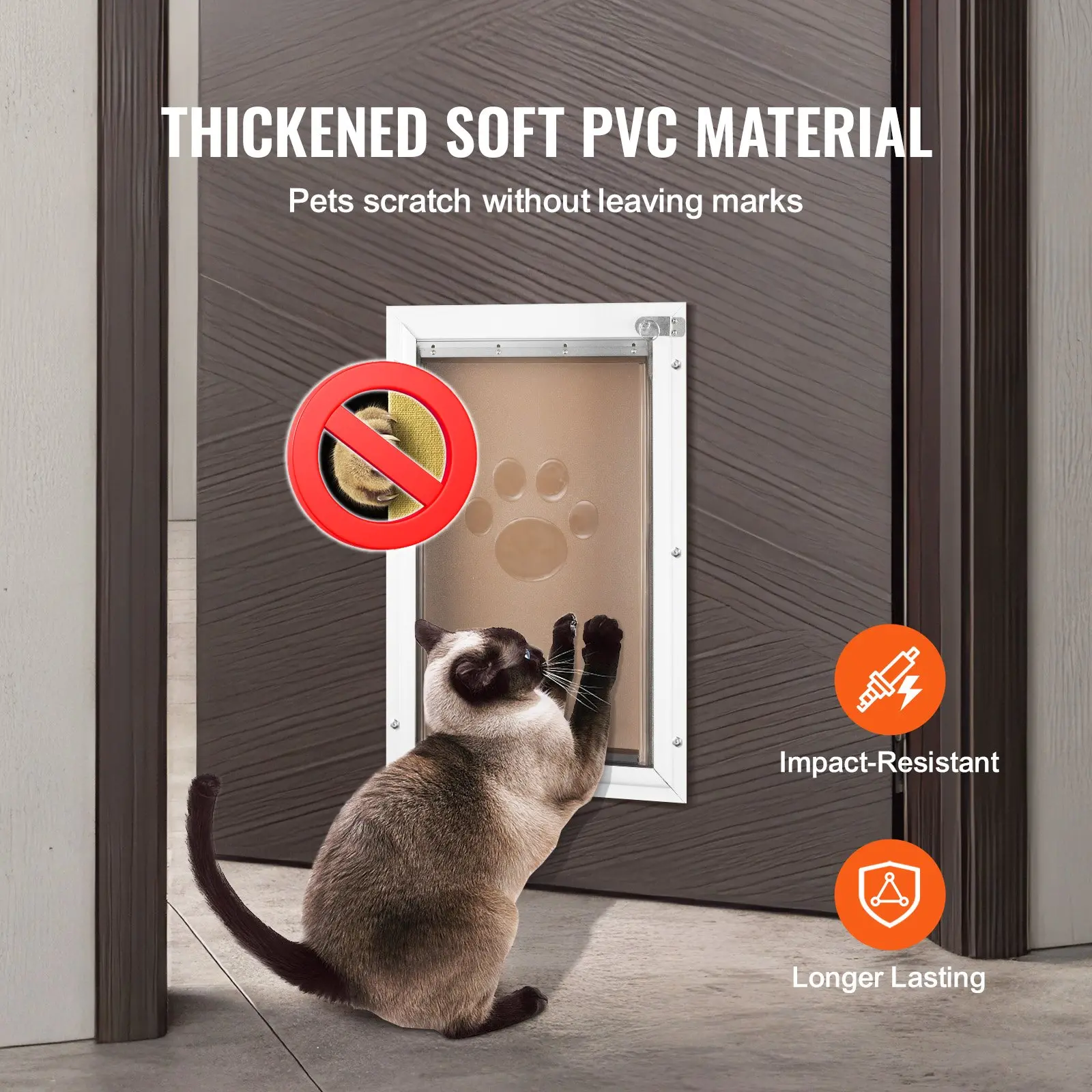 VEVOR Pet Door Replacement Flap, Compatible with VEVOR Flap Pet Doors, Measures 5.25" x 8.13" Longer Lasting, Weather-proof, Thickened PVC Dog Door Replacement Flap with Long Magnetic Strip (Small) - Image 2