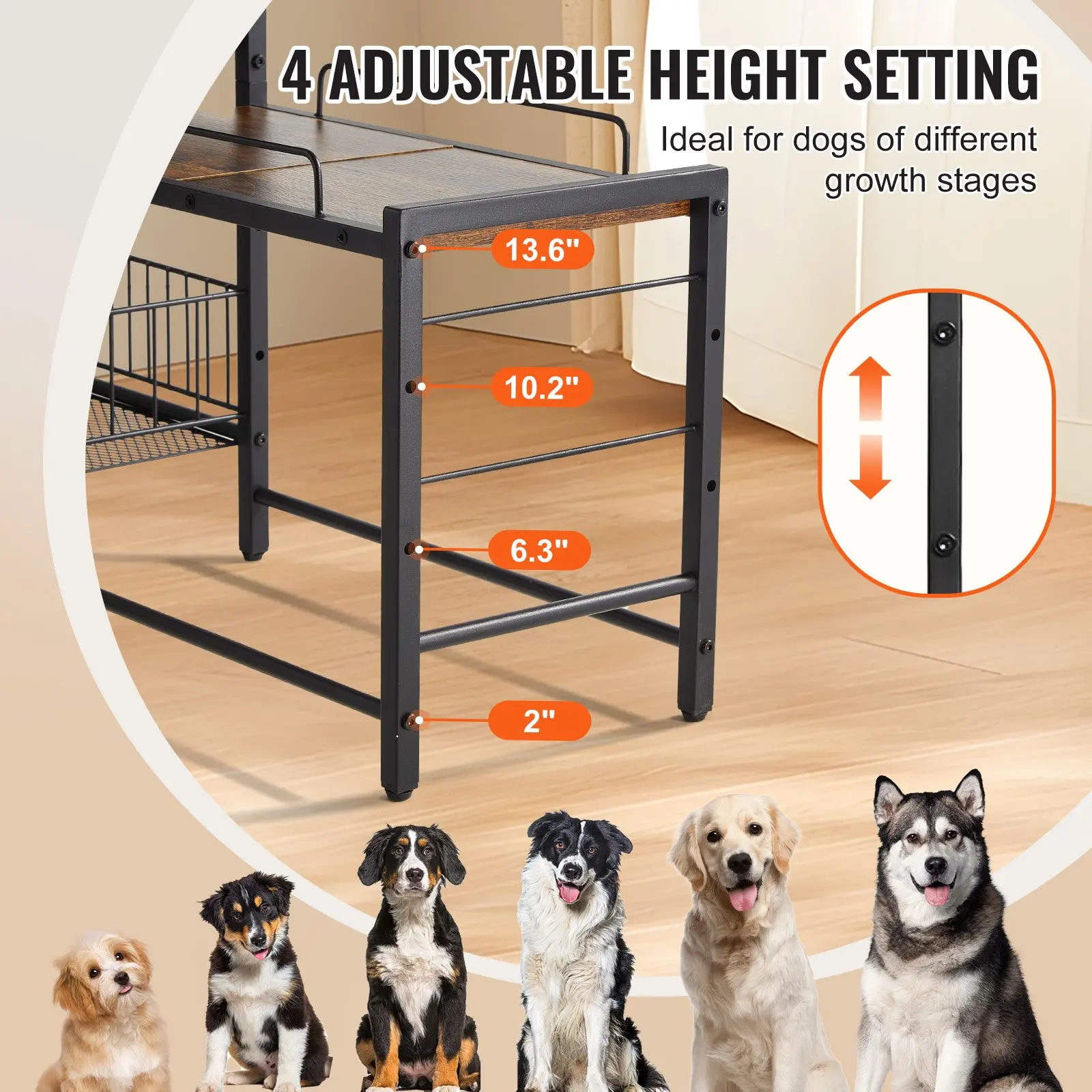 VEVOR Pet Feeding Station with Storage, Elevated Dog Bowls, Raised Dog Bowl Stand, Dog Food Storage and Feeder Station with Storage Shelves, Pet Toy Storage Organizer, for Large Medium Small Dogs - Image 2