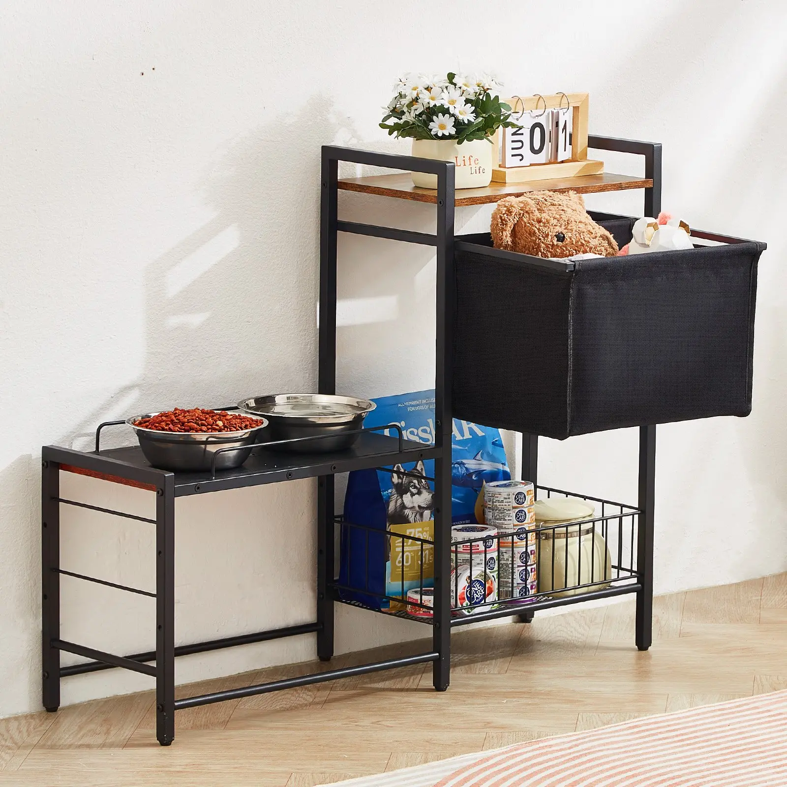 VEVOR Pet Feeding Station with Storage, Elevated Dog Bowls, Raised Dog Bowl Stand, Dog Food Storage and Feeder Station with Storage Shelves, Pet Toy Storage Organizer, for Large Medium Small Dogs - Image 7