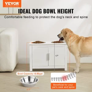 Pet Feeding Station with 2 Stainless Steel Bowls